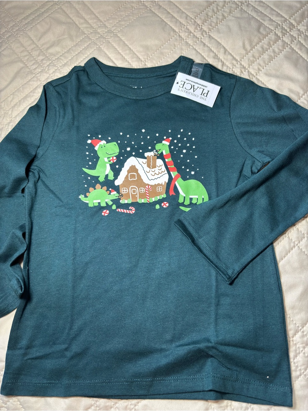Children's Place 18-24M Dinosaur Gingerbread House Holiday Tee